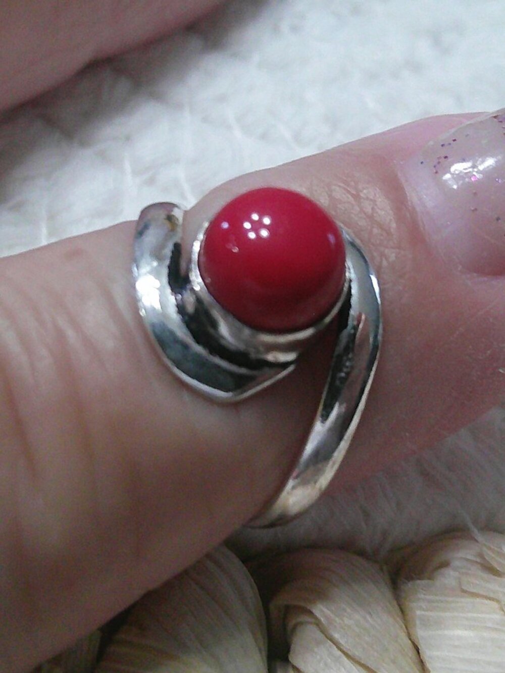 Gorgeous RED CORAL Handmade Sterling 925 Ring Size 6.5 #240F